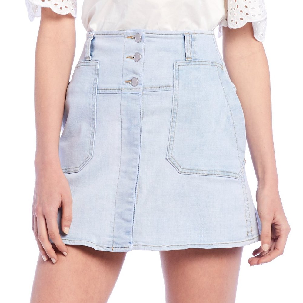 Denim Skirt with Patch Pockets